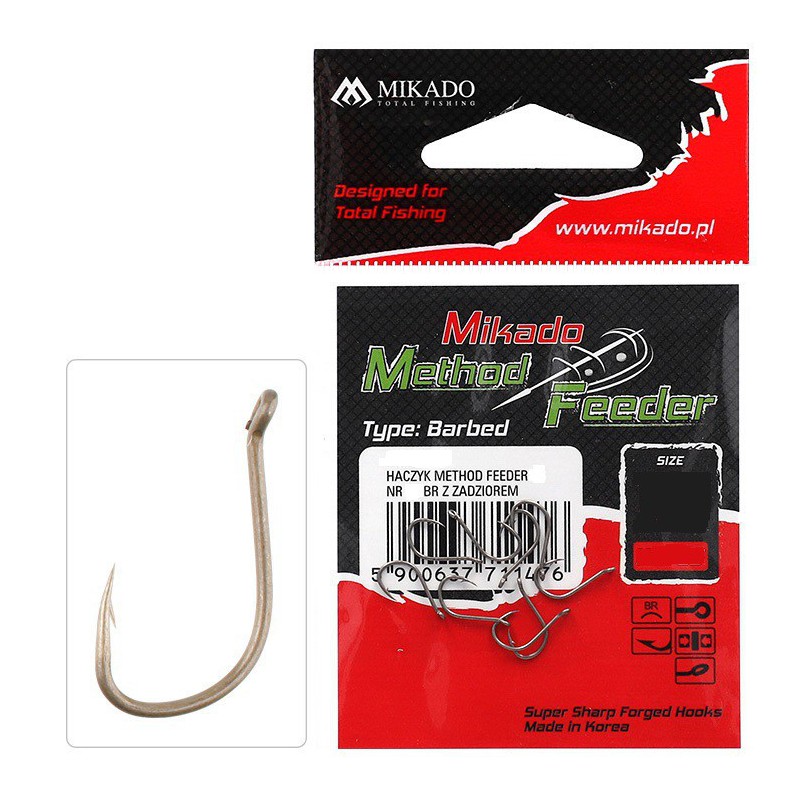 HACZYKI MIKADO METHOD FEEDER nr 14 BR - Z ZADZIOREM 10szt.