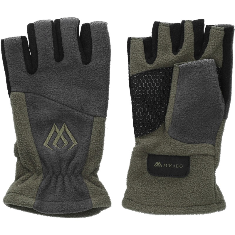 RĘKAWICZKI POLAROWE MIKADO BEZ PALCÓW rozm. L - SZARO ZIELONY