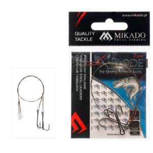 PRZYPON STALOWY MIKADO Z KRĘTLIKIEM I PODWÓJNĄ KOTWICĄ 25cm/10kg - op.2szt.