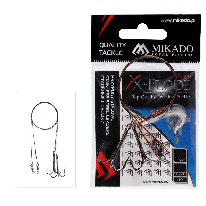 PRZYPON STALOWY MIKADO Z KRĘTLIKIEM I KOTWICĄ 40cm/10kg - BRĄZOWY - op.2szt.