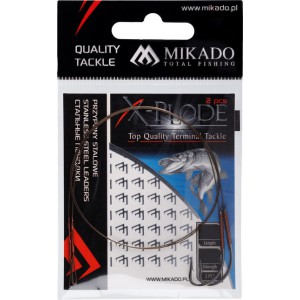 PRZYPON STALOWY MIKADO Z KRĘTLIKIEM I HAKIEM 30cm/10kg - BRĄZOWY - op.2szt.