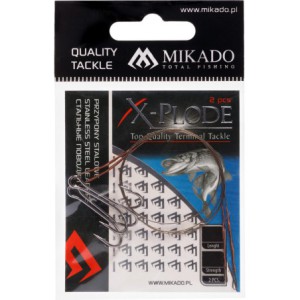 PRZYPON STALOWY MIKADO Z KRĘTLIKIEM I PODWÓJNĄ KOTWICĄ 35cm/10kg op.2szt.