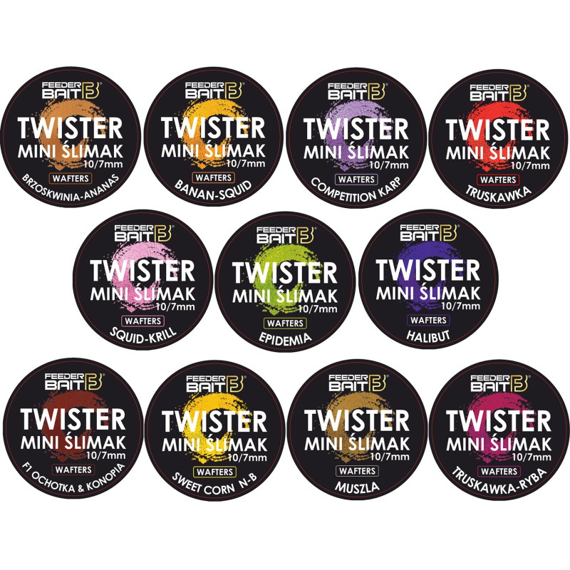 Zestaw 11 x Mini Ślimak Twister Wafters Feeder Bait