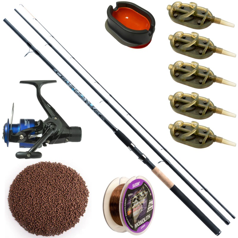 Zestaw Do Method Feeder Jaxon Wędka Kołowrotek Akcesoria Aller Pellet 2mm