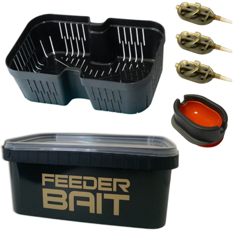 Podajniki Arc 30g 40g 50g + Foremka + Sito Drennan + Wiaderko FeederBait 2L