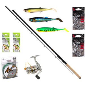 Zestaw Spinningowy Szczupakowy Mikado Wędka Sasori + kołowrotek Shinju + Akcesoria