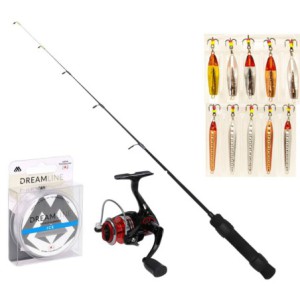 Zestaw Podlodowy Na Okonia Wędka Kołowrotek Błyski Mikado Jaxon