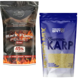Zestaw ZEN Pro Fishing BLACK FLAME Pellet 2mm + MethodMix Competition Karp Feeder Bait