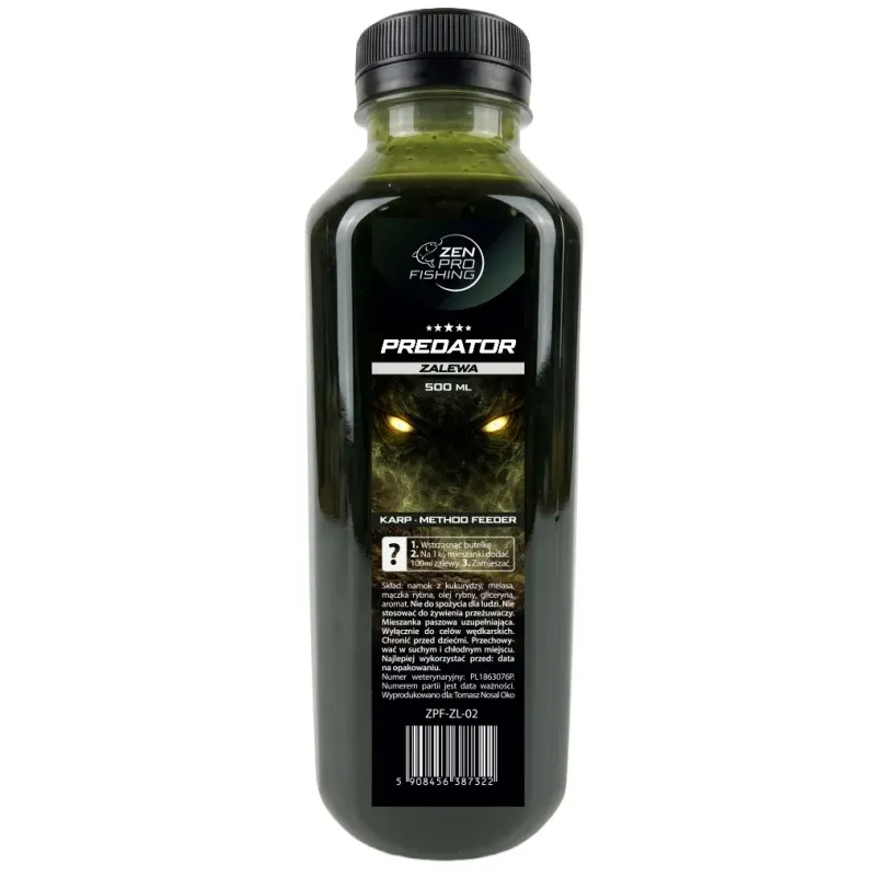 Zalewa Zen Pro Fishing – PREDATOR 500ml do pelletu zanęty kulek
