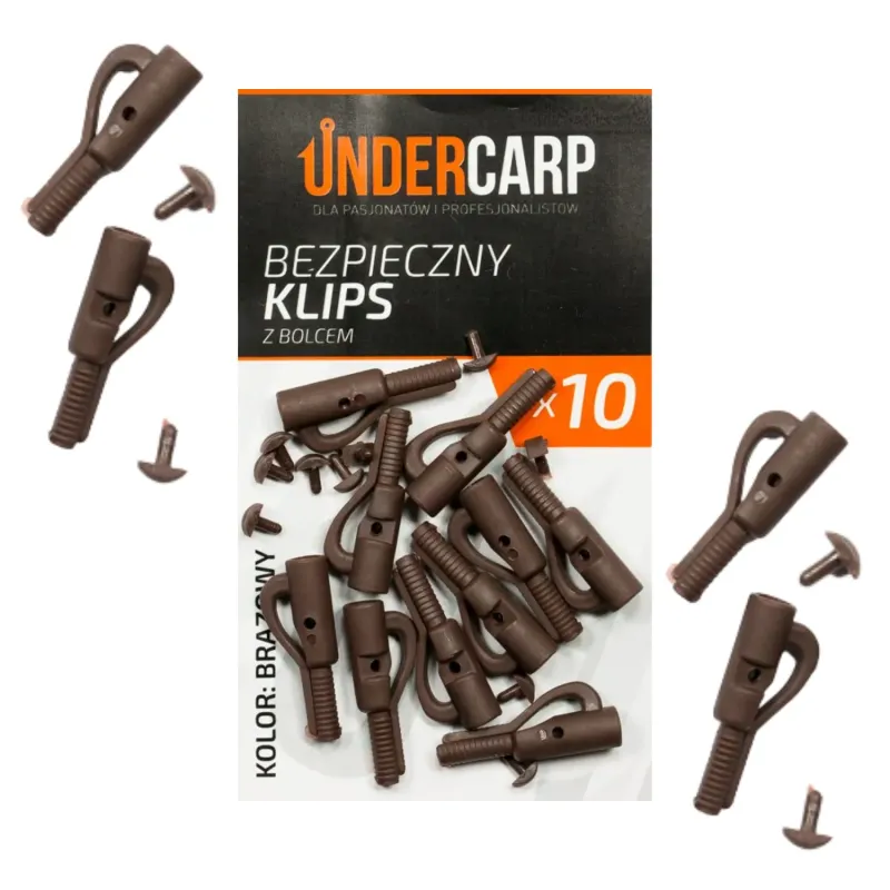 Undercarp Bezpieczny klips brązowy z bolcem