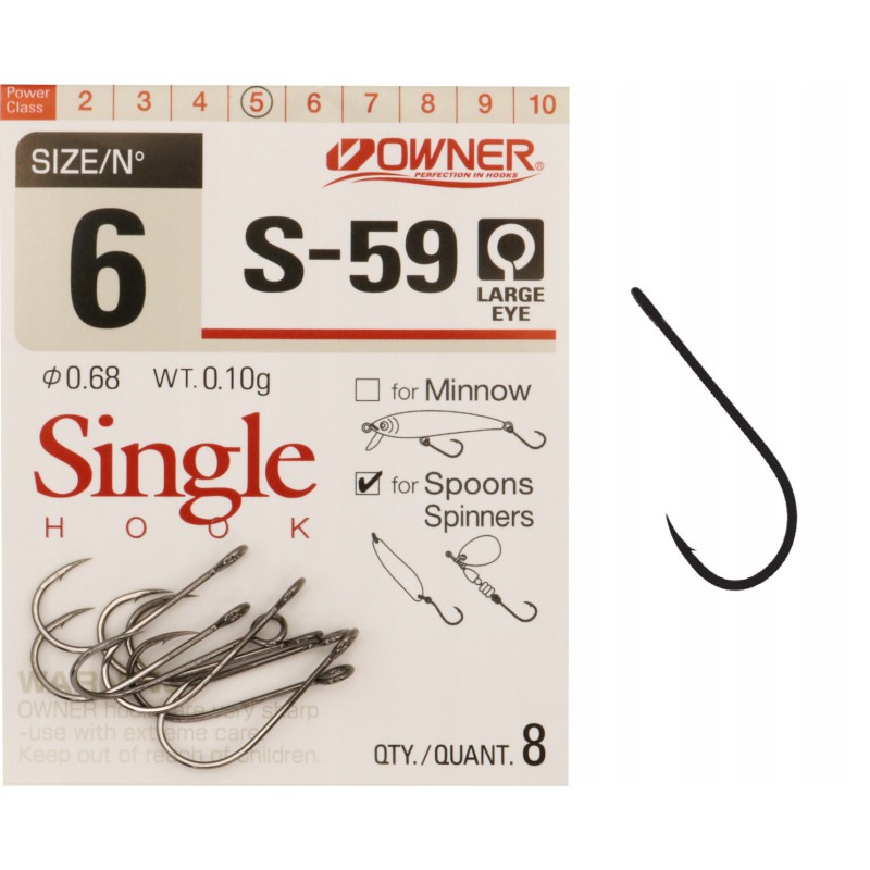 Haczyki do czeburaszki i gum z dużym okiem OWNER 6