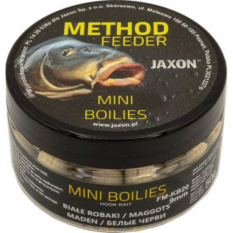 Kulki proteinowe haczykowe JAXON 9mm BIAŁE ROBAKI