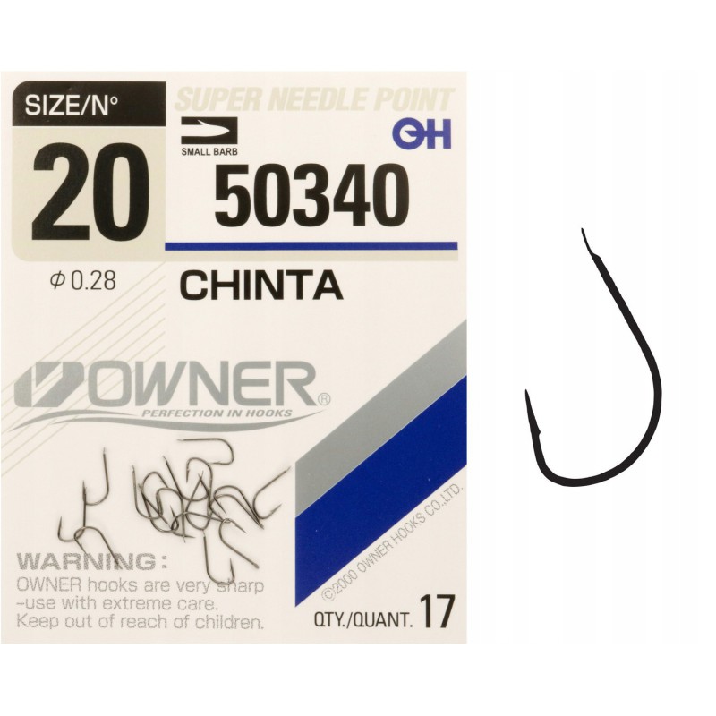 Haczyki z łopatką OWNER CHINTA czarny nikiel r. 20