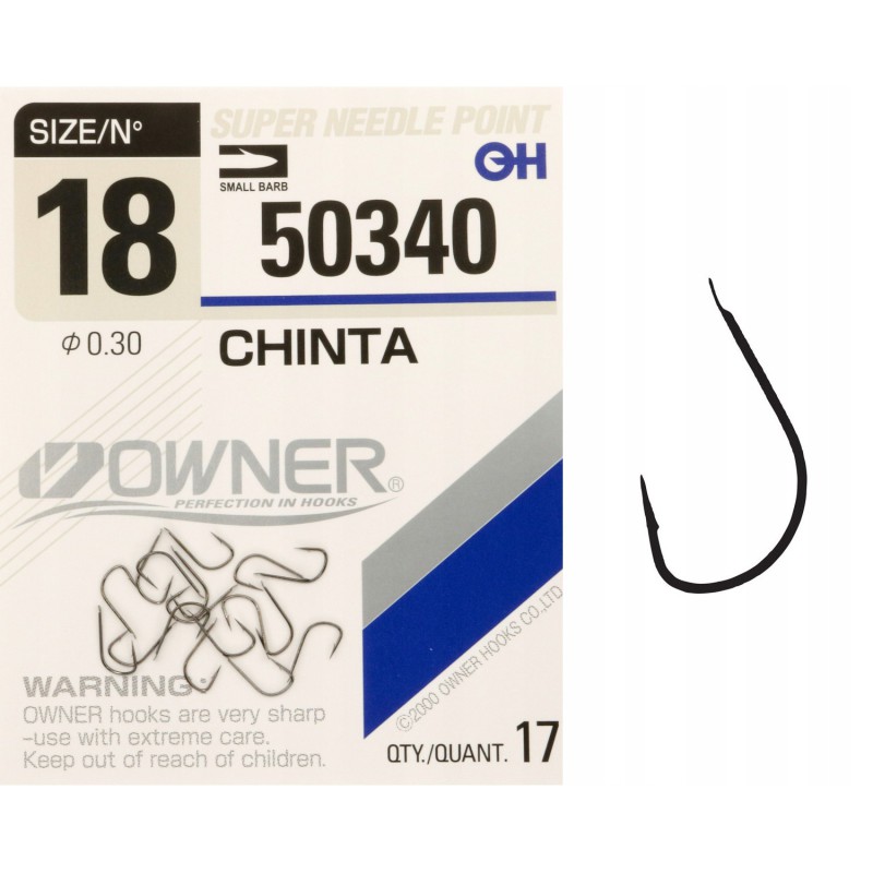 Haczyki z łopatką OWNER CHINTA czarny nikiel r. 18