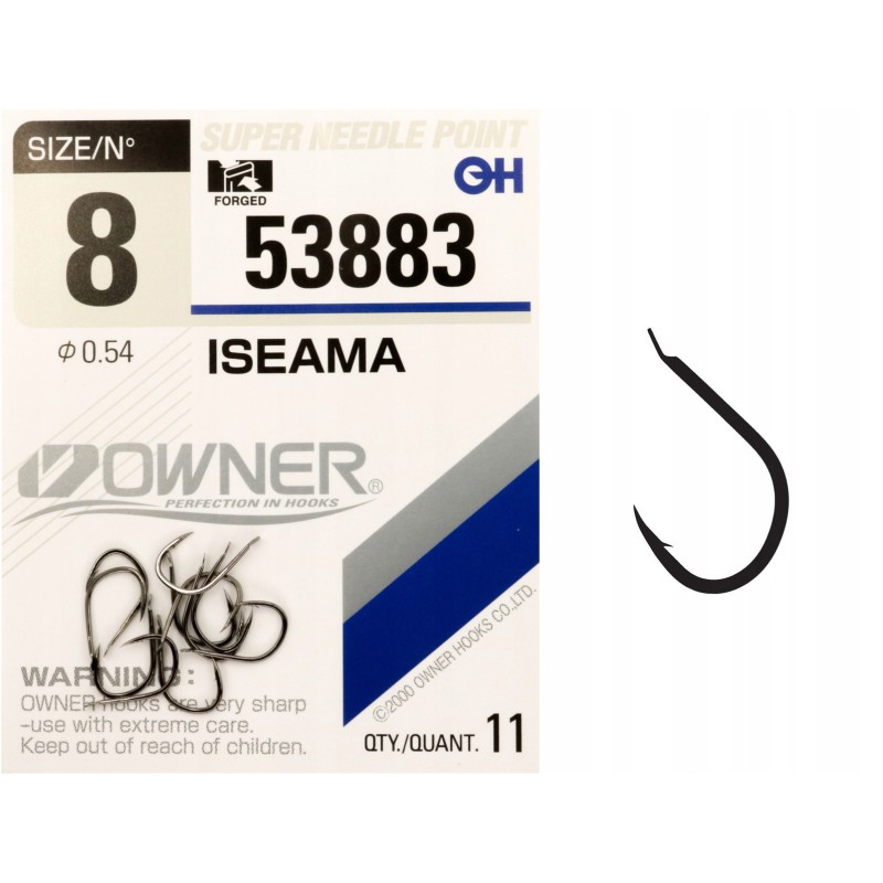 Haczyki z łopatką OWNER ISEAMA czarny nikiel r. 8