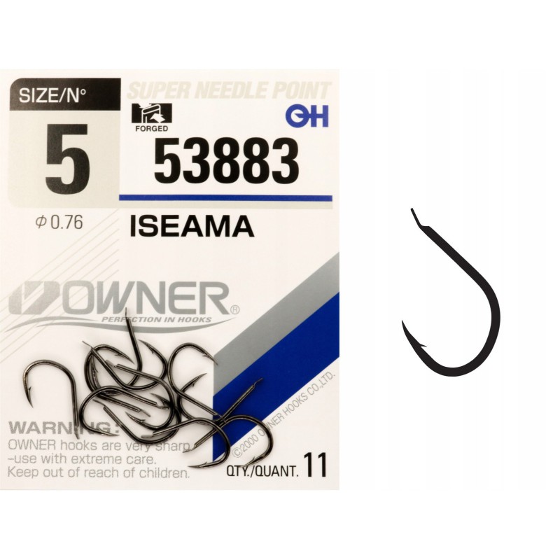 Haczyki z łopatką OWNER ISEAMA czarny nikiel r. 5