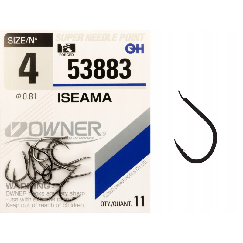 Haczyki z łopatką OWNER ISEAMA czarny nikiel r. 4