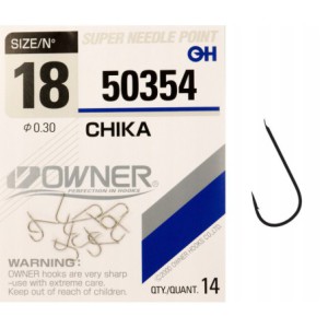 Haczyki z łopatką OWNER CHIKA srebrny nikiel r. 18