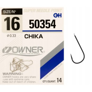 Haczyki z łopatką OWNER CHIKA srebrny nikiel r. 16