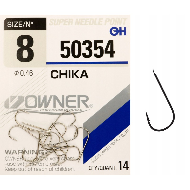 Haczyki z łopatką OWNER CHIKA srebrny nikiel r. 8