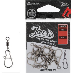 AGRAFKA MIKADO Z KRĘTLIKIEM JAWS PREDATOR SNAP rozm. XL 10szt.