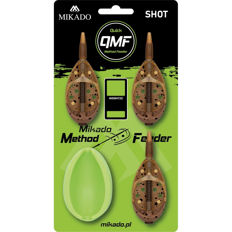 3X PODAJNIK + FOREMKA MIKADO METHOD FEEDER SHOT Q.M.F. SET L - 3x30g